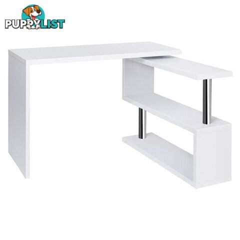 Office Computer Desk Corner Table w/ Bookshelf White - Artiss - 4344744409597