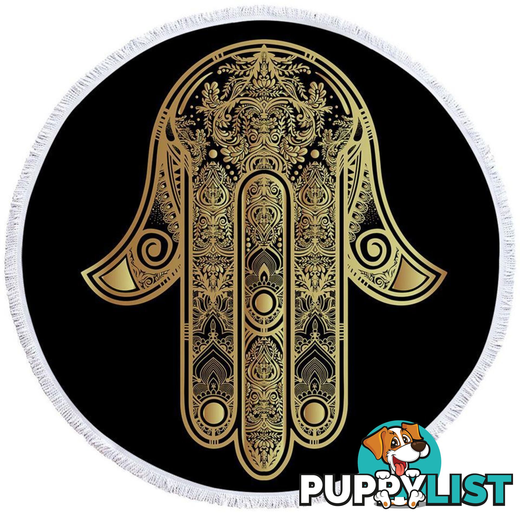 Gold Hamsa Hand Beach Towel - Towel - 7427046327329