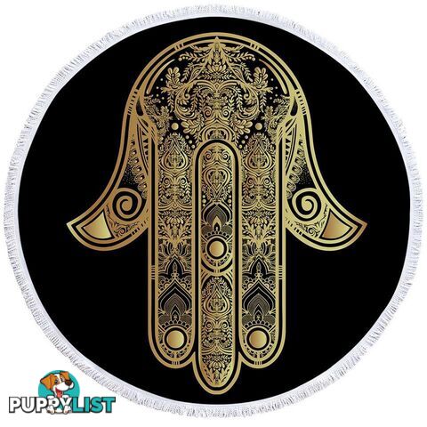 Gold Hamsa Hand Beach Towel - Towel - 7427046327329