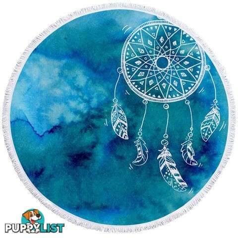 Blue Background Dream Catcher Beach Towel - Towel - 7427046311564