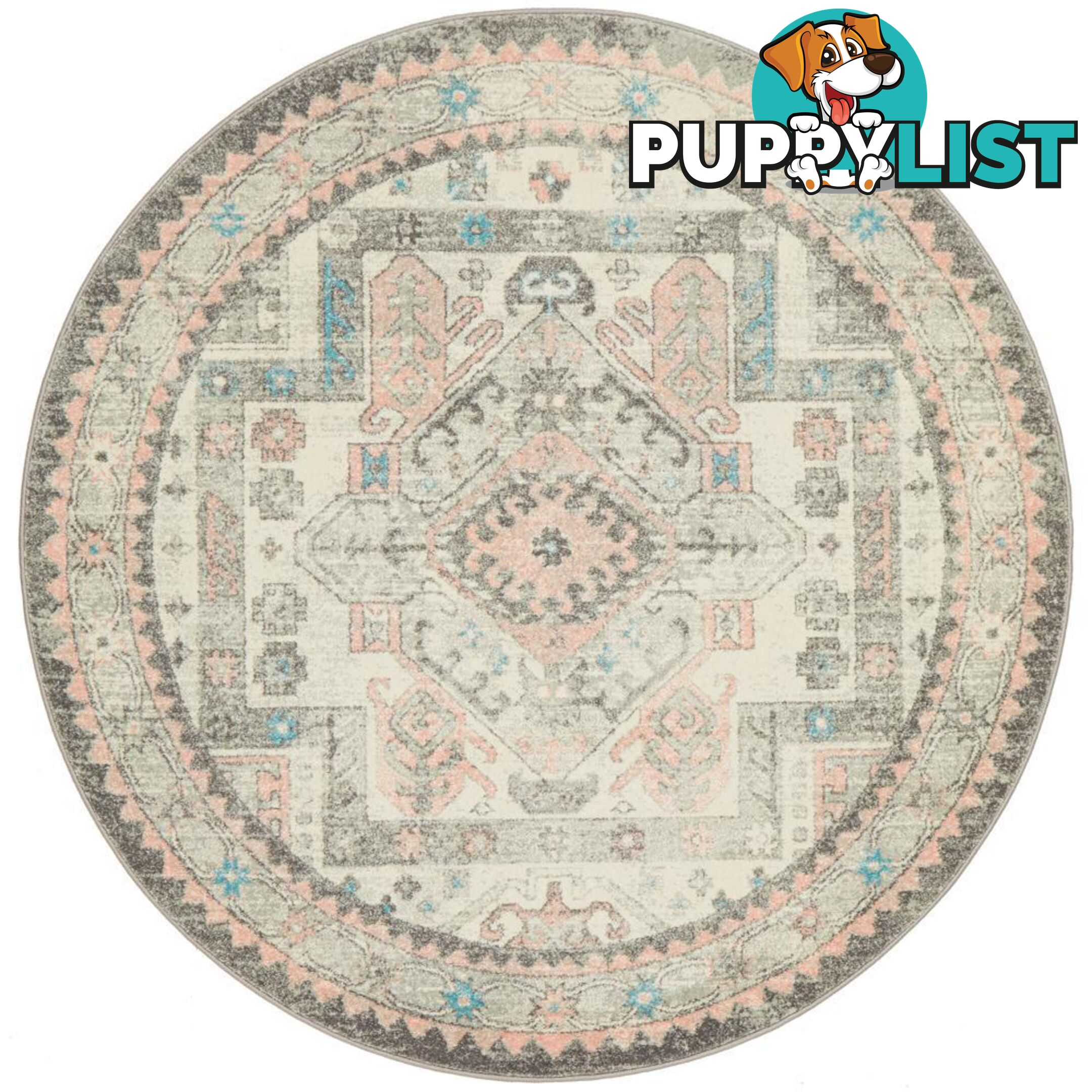 Avenue Faded Silver Round Rug - Unbranded - 9375321883375