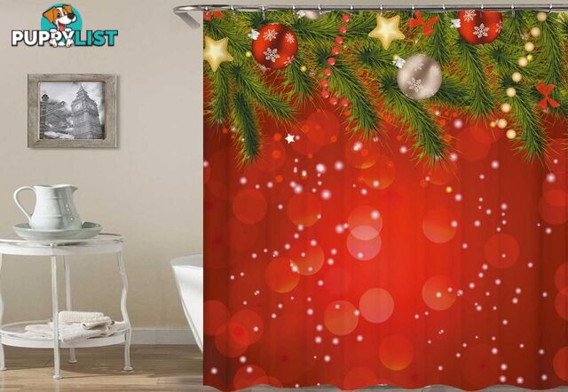 Classic Red With Christmas Ornaments Shower Curtain - Curtains - 7427046066693