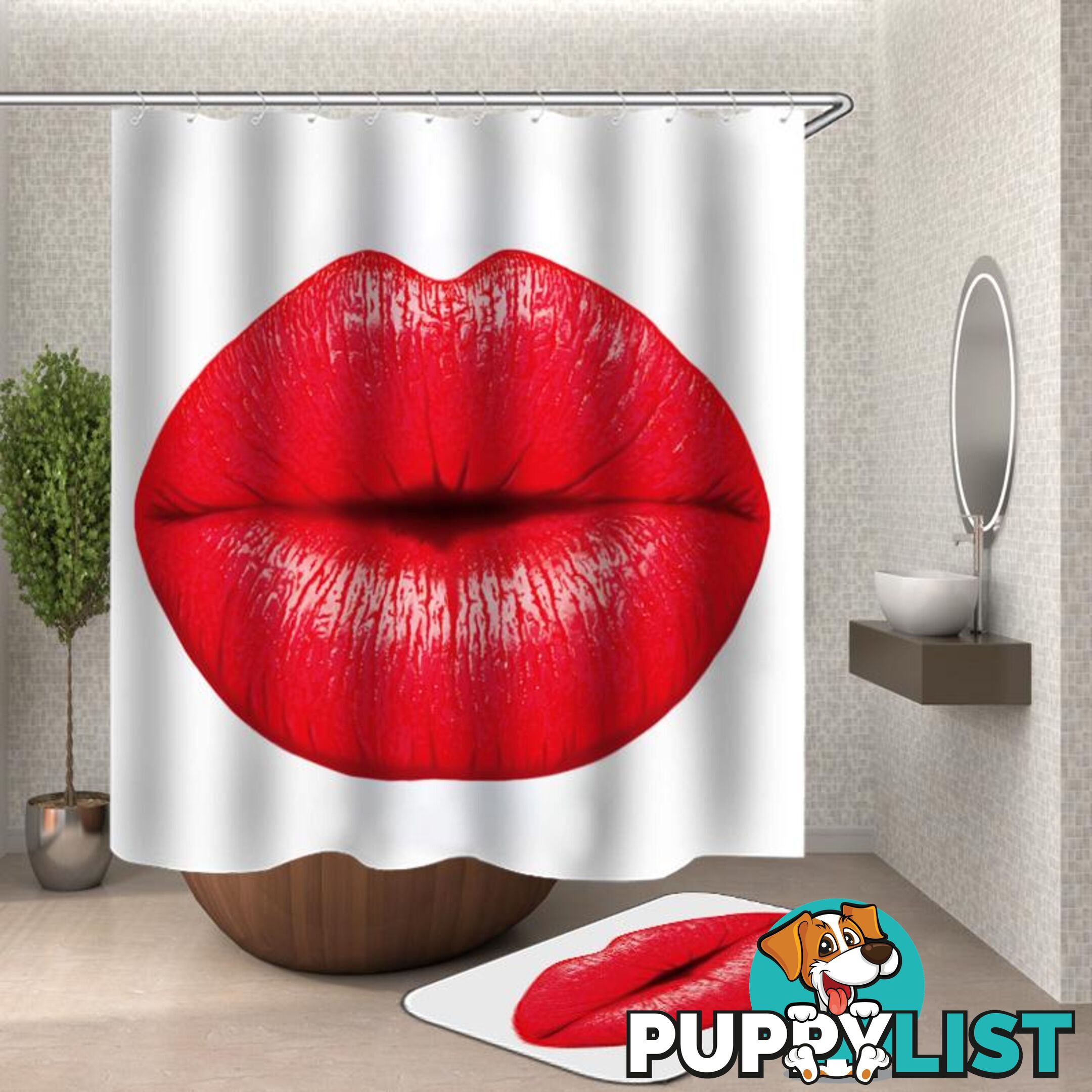 Red Lips Shower Curtain - Curtain - 7427046104678