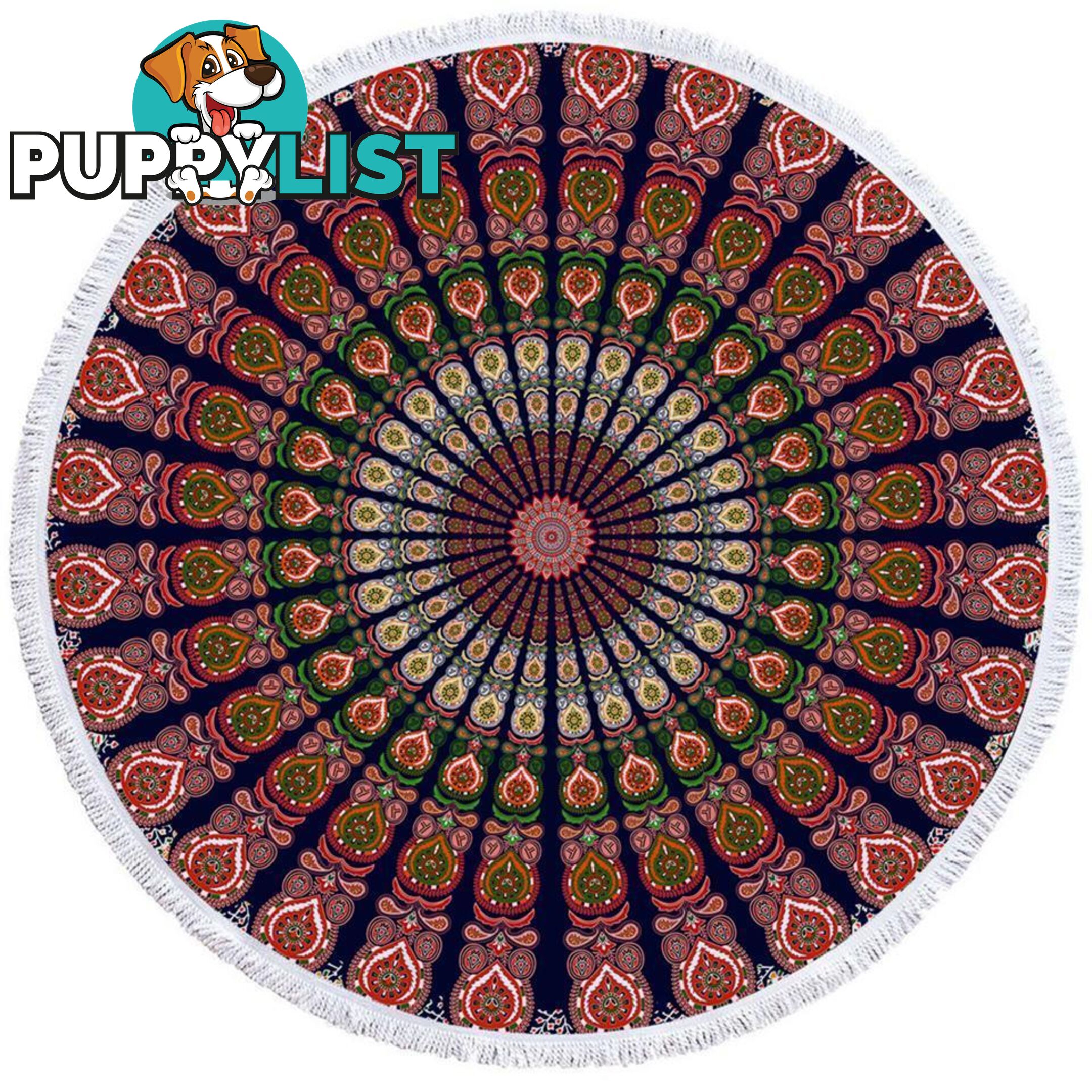 Purplish Oriental Mandala Beach Towel - Towel - 7427046318563