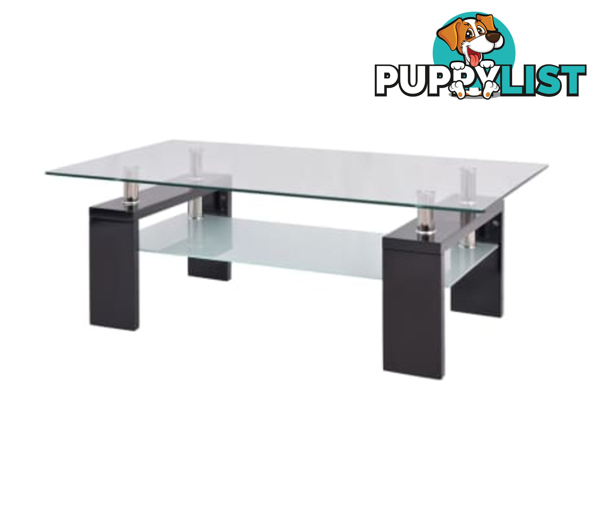 High-Gloss Coffee Table With Lower Shelf 110 x 60 x 40 Cm Black - Unbranded - 9476062042677