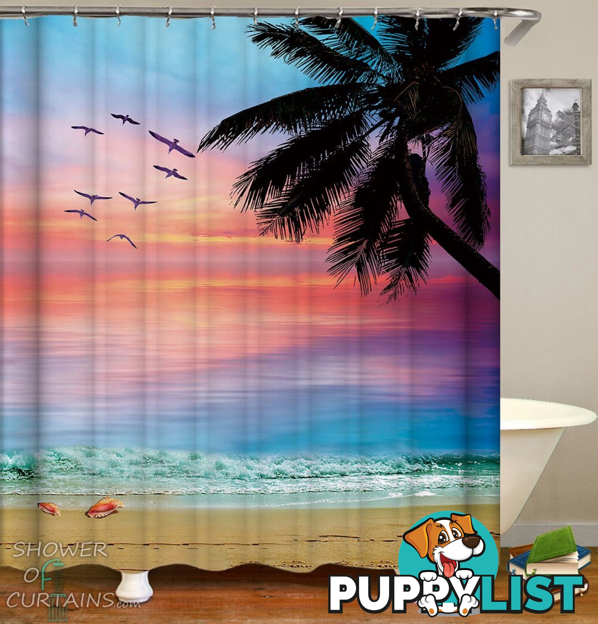 Colorful Sky Beach Shower Curtain - Curtain - 7427046232579