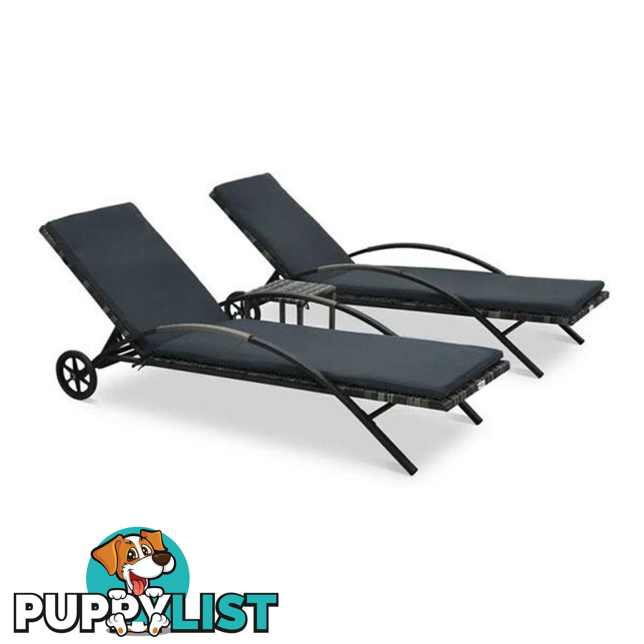 Sun Loungers With Table Poly Rattan Anthracite - Unbranded - 8719883746067