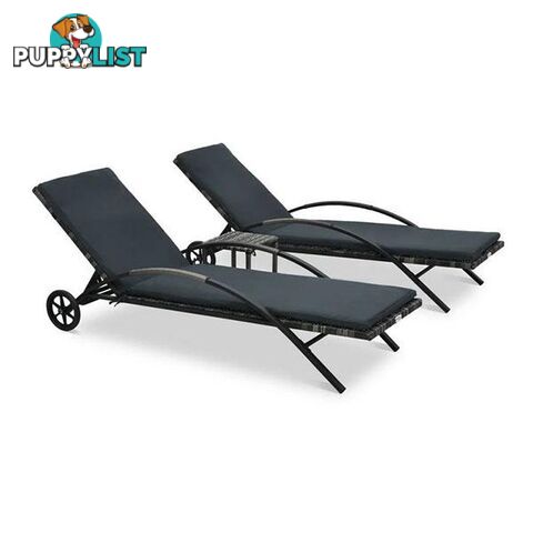 Sun Loungers With Table Poly Rattan Anthracite - Unbranded - 8719883746067