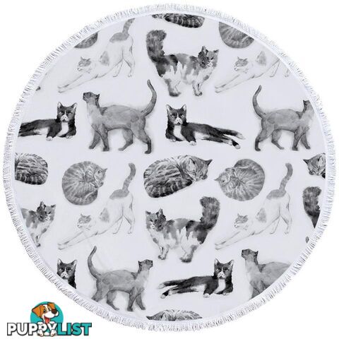 Black and White Cats Beach Towel - Towel - 7427046307345