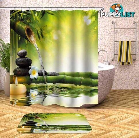 Water Trickle Bamboo Shower Curtain - Curtain - 7427046101363