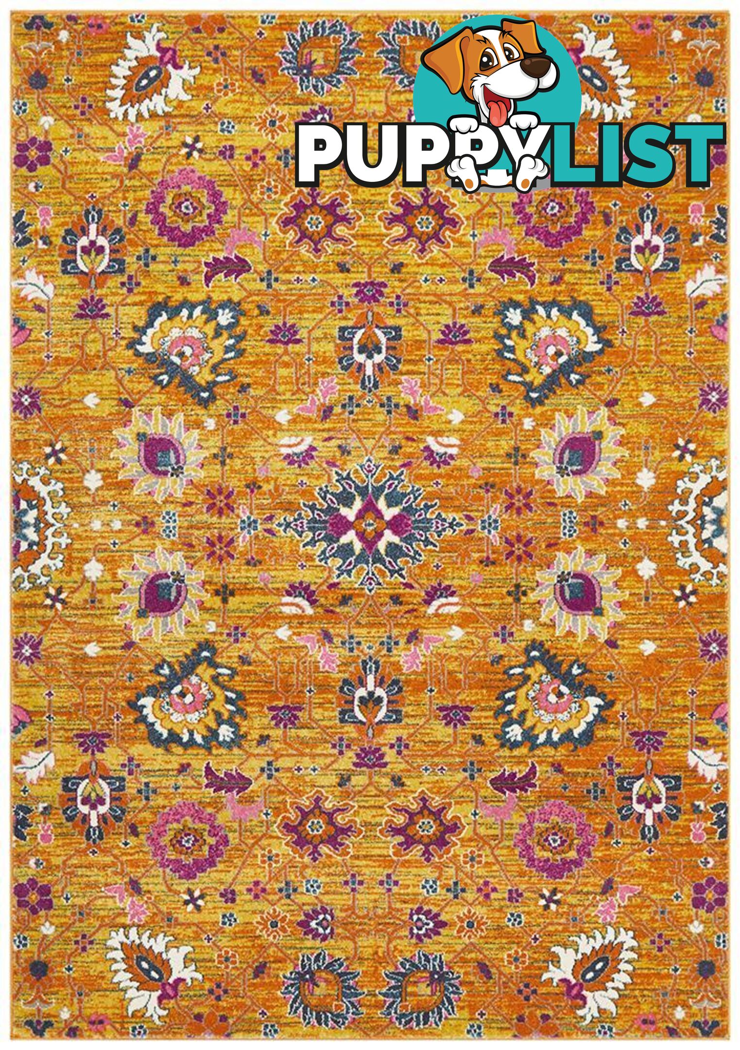 Babylon Yellow Floral Rug - Unbranded - 9375321875776