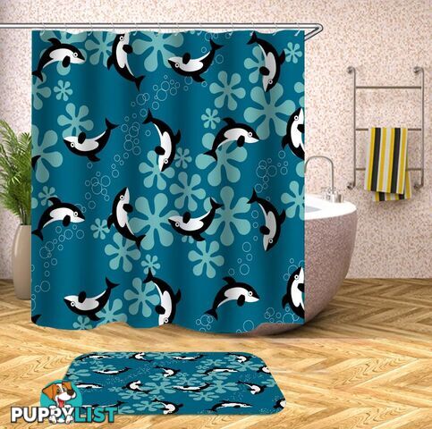 Pattern Of Whales Shower Curtain - Curtain - 7427045930520