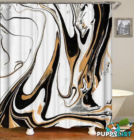 Golden Black Marble Shower Curtain - Curtain - 7427046139724