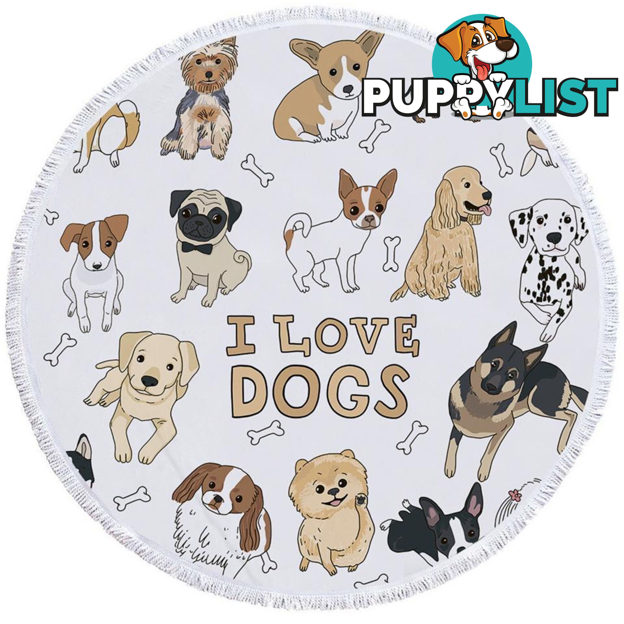 I Love Dogs Beach Towel - Towel - 7427046306140