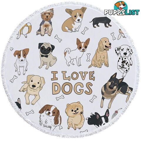 I Love Dogs Beach Towel - Towel - 7427046306140