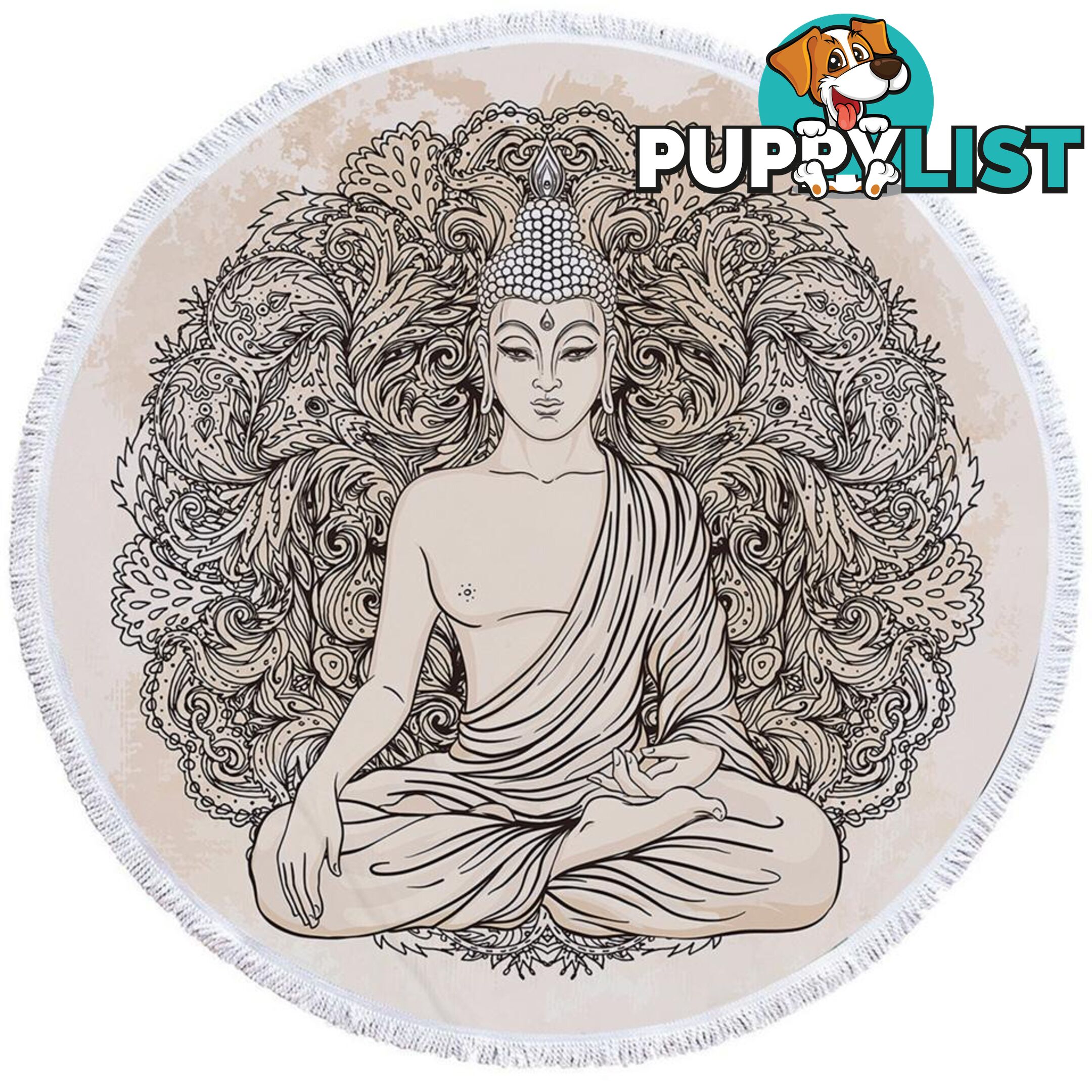 Drawing of Buddha Beach Towel - Towel - 7427046317672