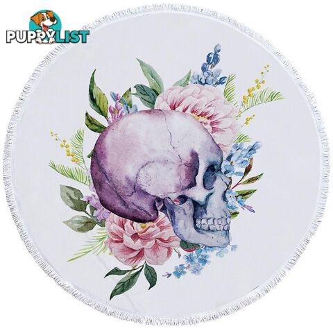 Floral Human Skull Beach Towel - Towel - 7427046308427