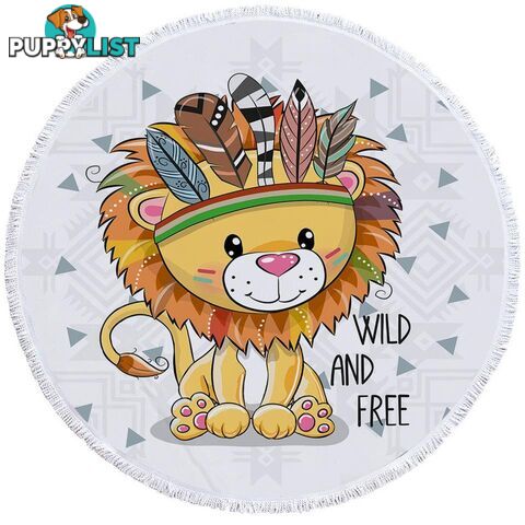 Sweet Native American Lion Cub Beach Towel - Towel - 7427046316798