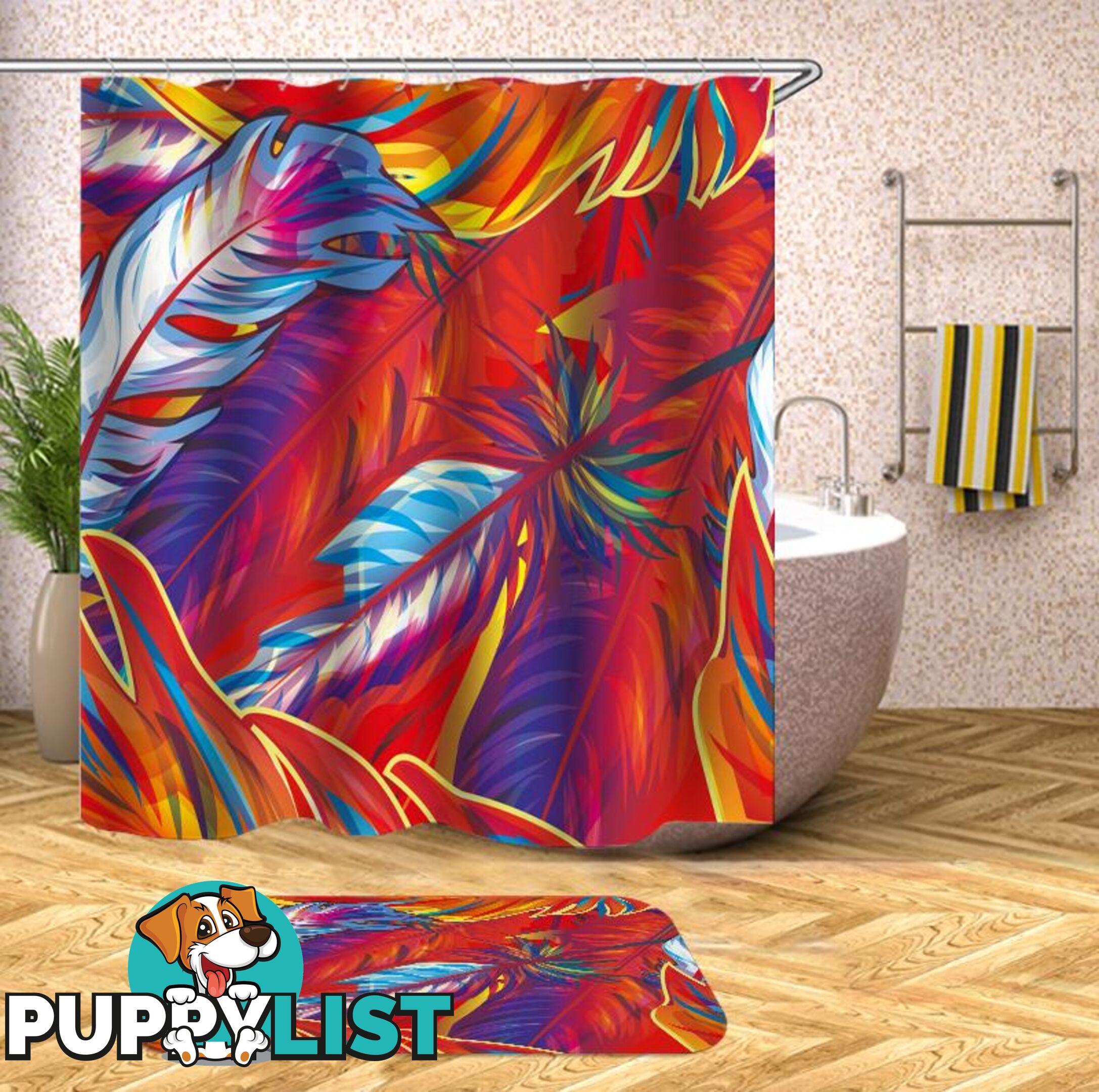 Fire Colors Feathers Shower Curtain - Curtains - 7427045968646