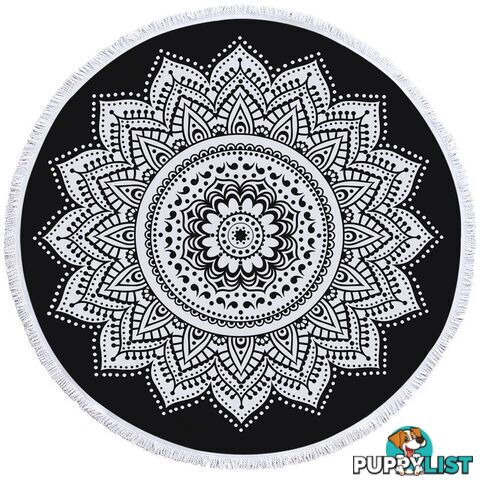 Simple Black and White Mandala Beach Towel - Towel - 7427046328791