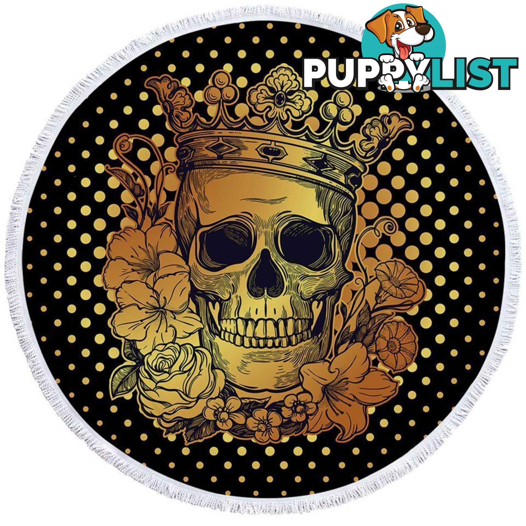 Floral King Skull Beach Towel - Towel - 7427046313926