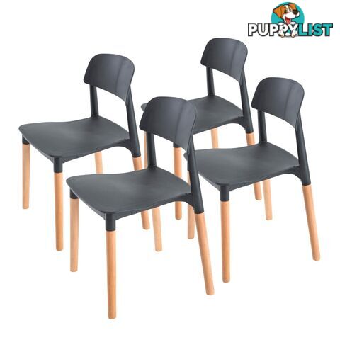 Belloch Stackable Dining Chairs (4 Pcs) - Black - Unbranded - 9352338007123