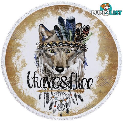 Brave and Free Wolf Beach Towel - Towel - 7427046316705