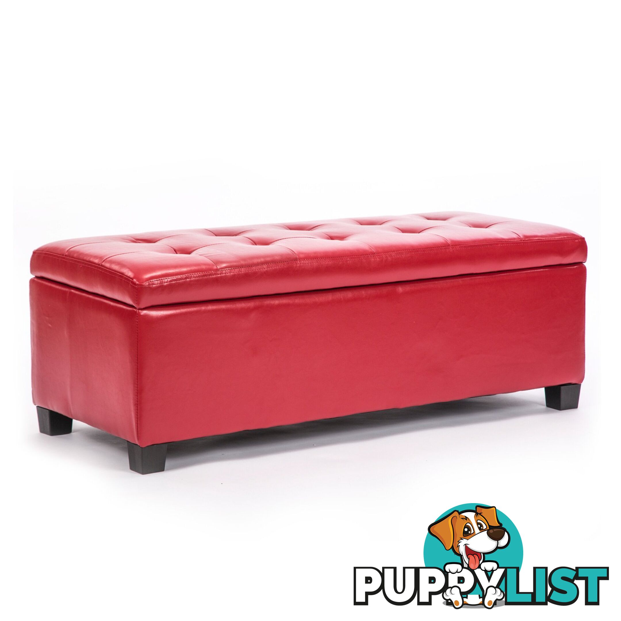 Storage Ottoman Leather - RED - Unbranded - 9352338007895