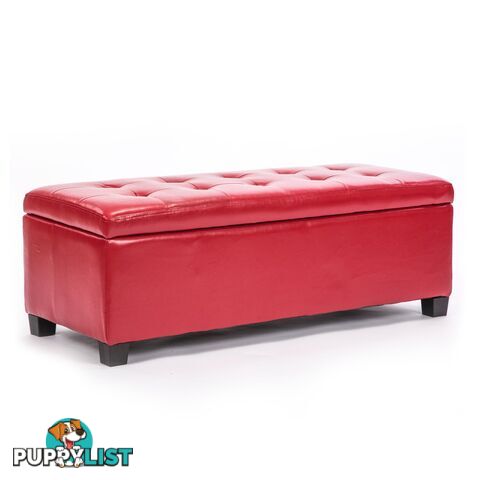 Storage Ottoman Leather - RED - Unbranded - 9352338007895