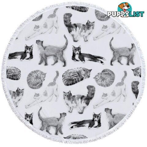 Black and White Cats Beach Towel - Towel - 7427046307376