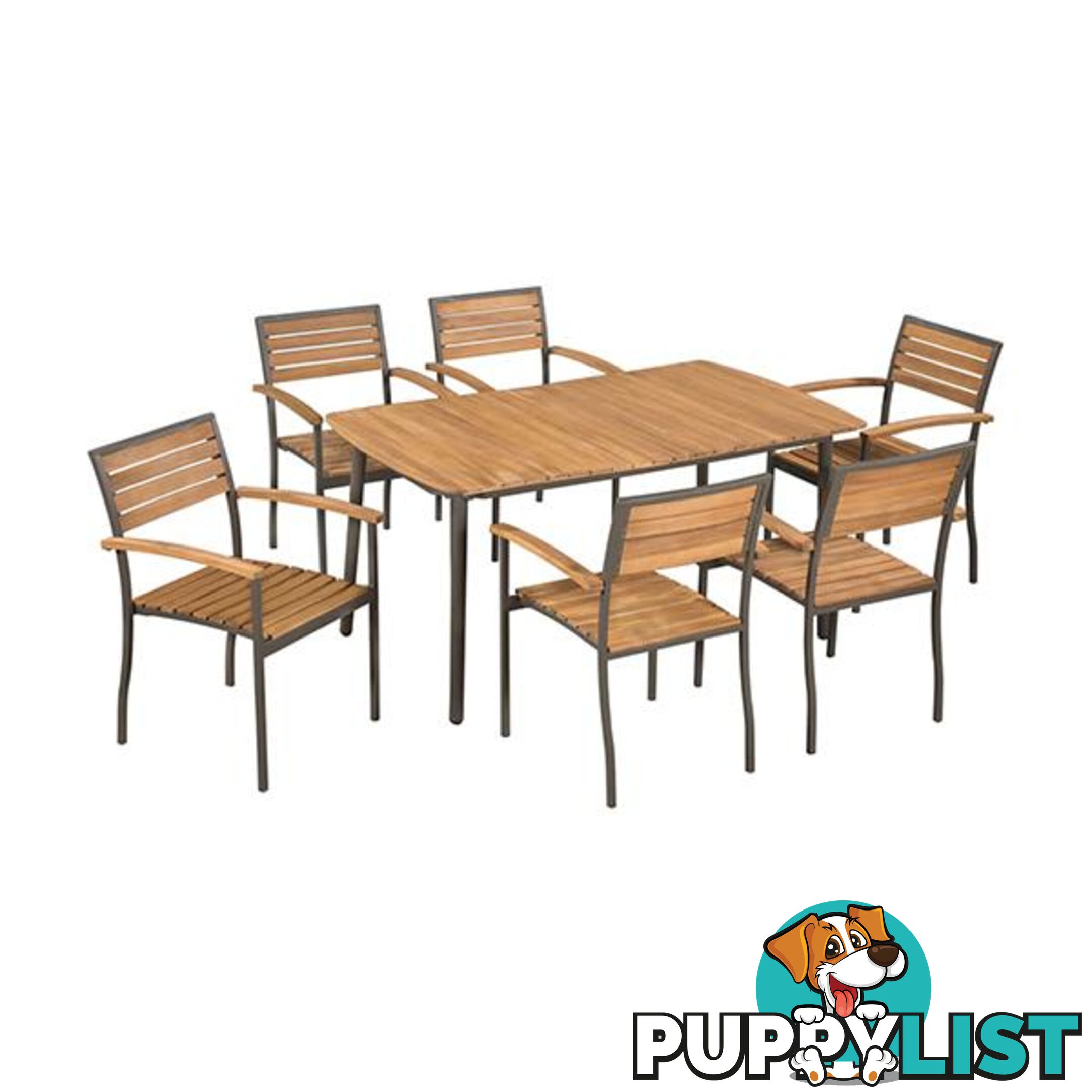 Outdoor Dining Set 7 Pieces Solid Acacia Wood And Steel - Dining Set - 7427005878992