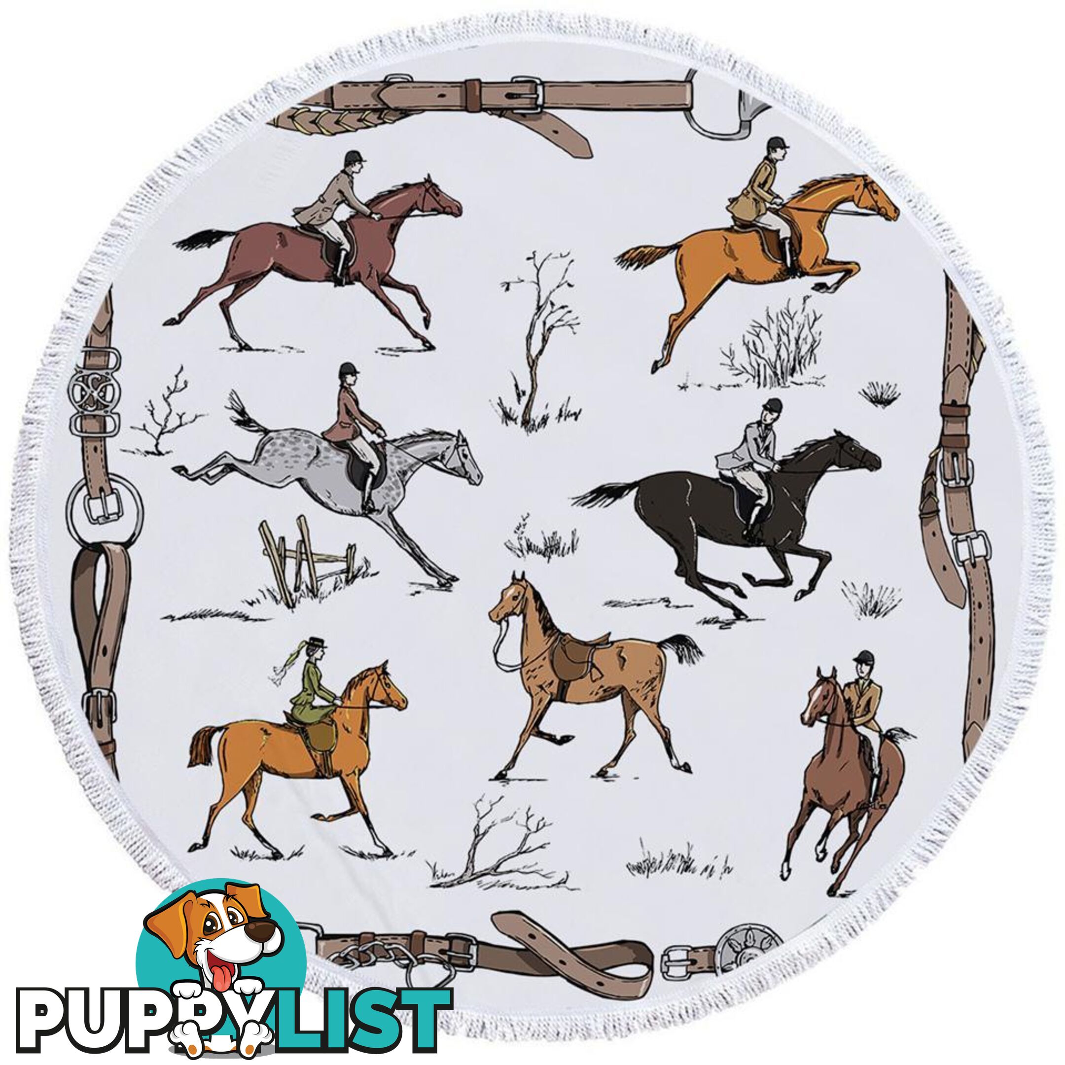 Horse Riding Pattern Beach Towel - Towel - 7427046339407