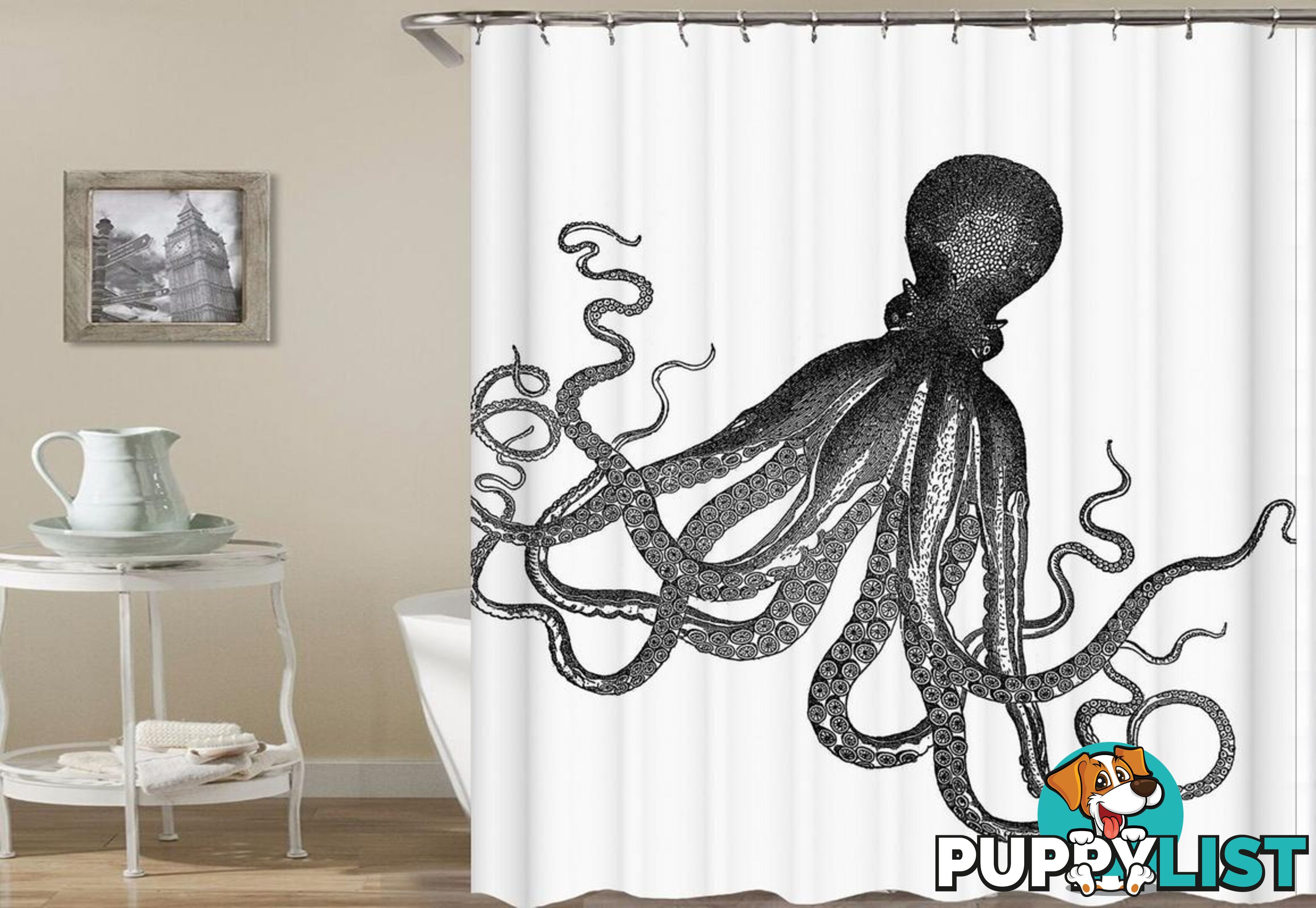 Octopus Drawing Shower Curtain - Curtain - 7427046005425