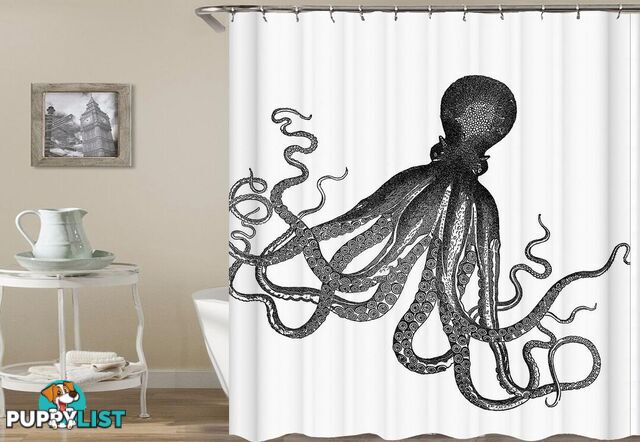 Octopus Drawing Shower Curtain - Curtain - 7427046005425