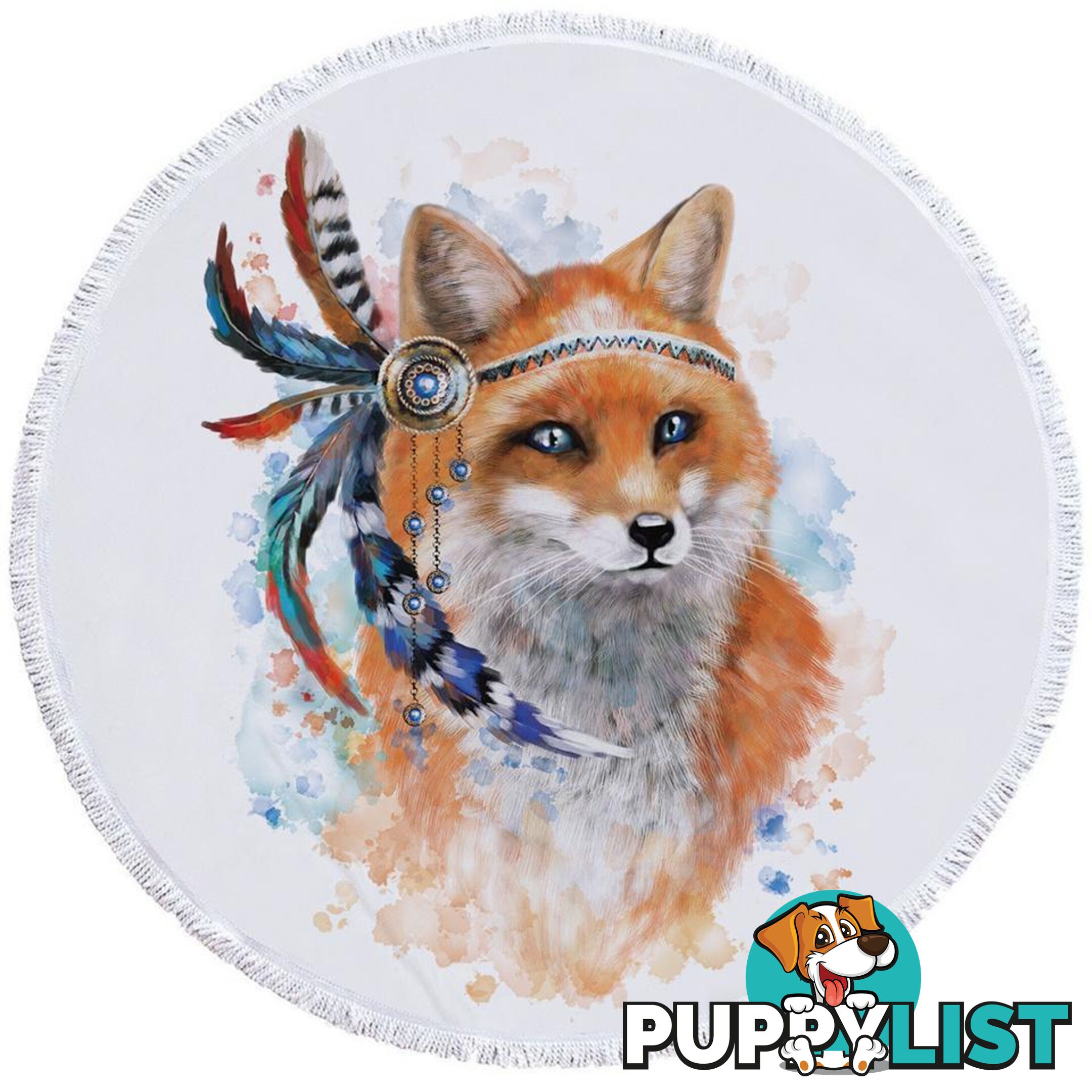 Native American Fox Beach Towel - Towel - 7427046307758