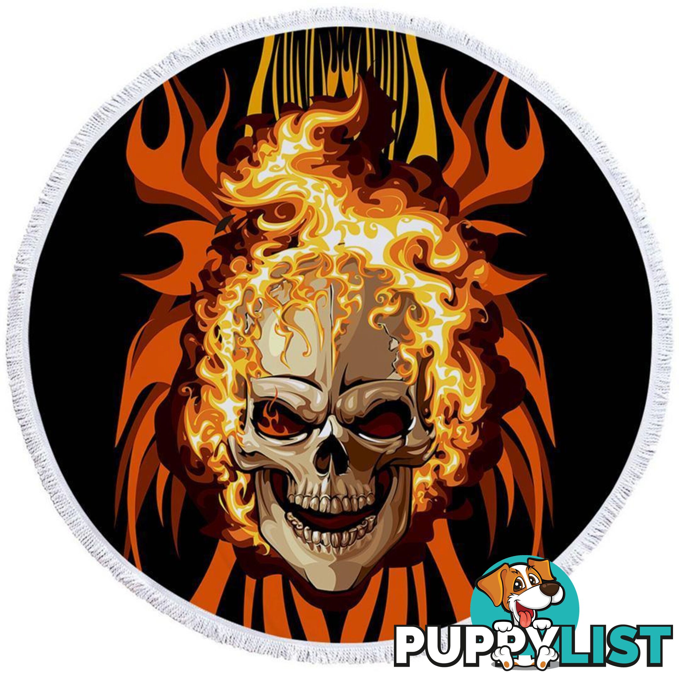 Skull on Fire Beach Towel - Towel - 7427046313452