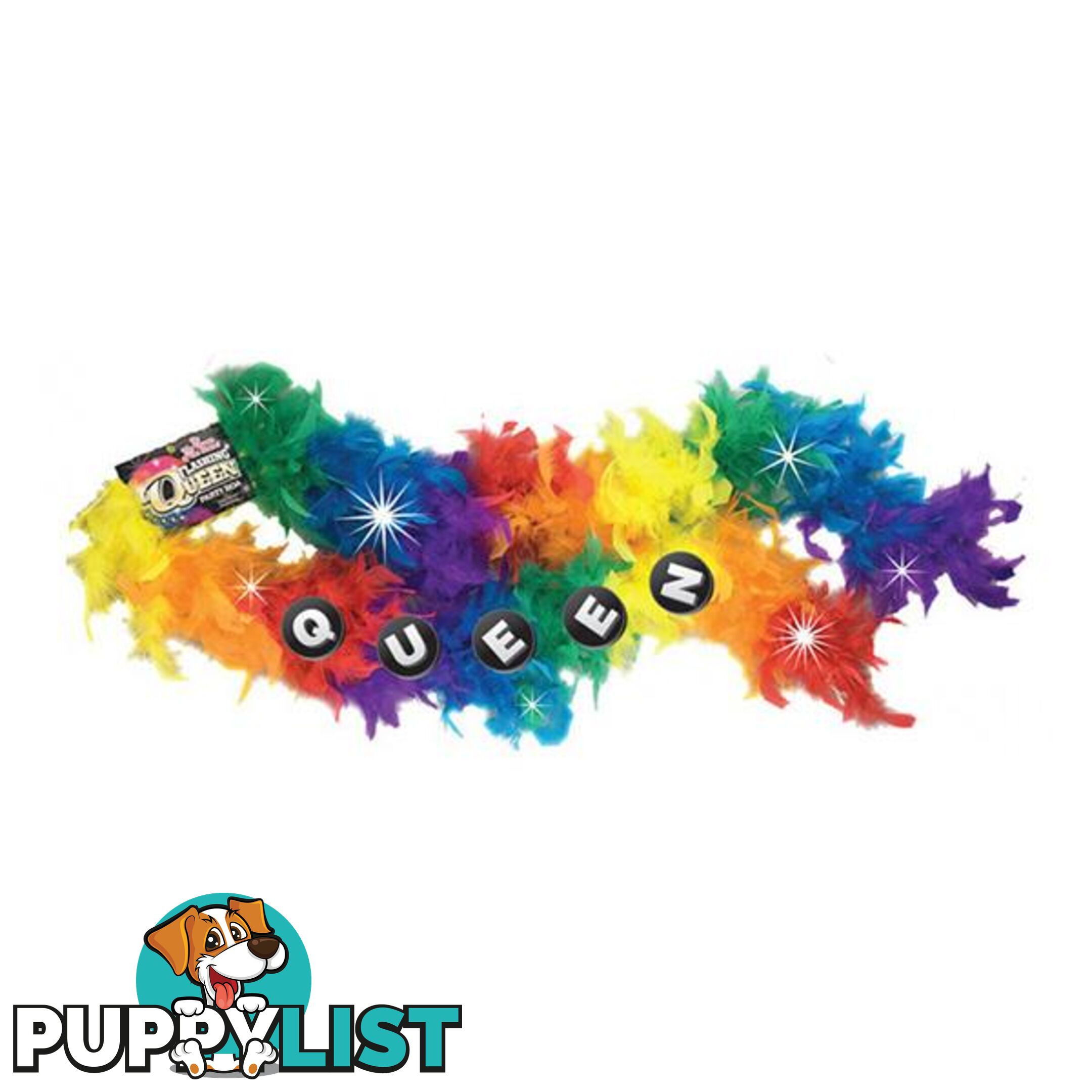 Pride Queen Flashing Feather Boa Rainbow - Adult Toys - 685634101424