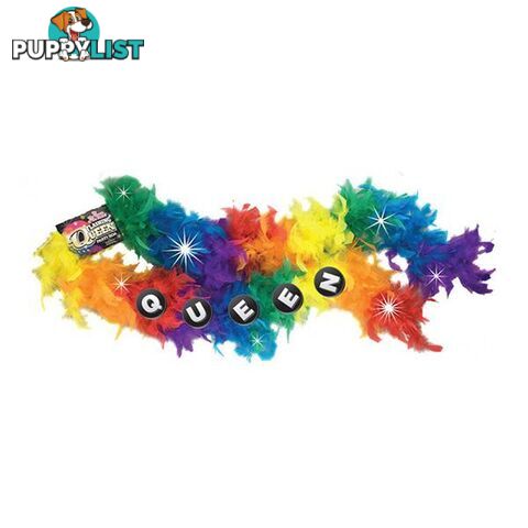 Pride Queen Flashing Feather Boa Rainbow - Adult Toys - 685634101424