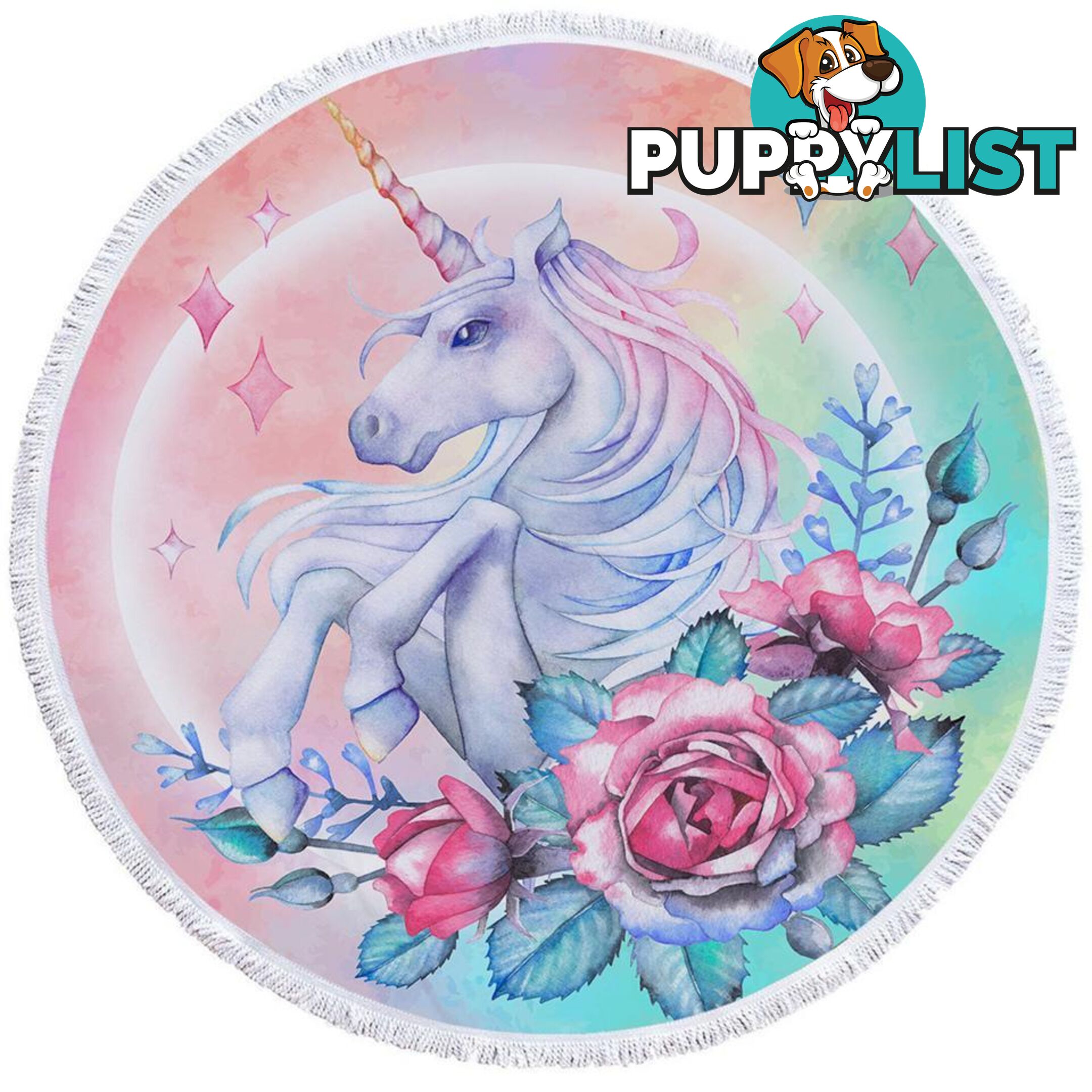 Roses and Unicorn Beach Towel - Towel - 7427046312660