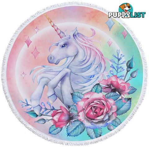 Roses and Unicorn Beach Towel - Towel - 7427046312660