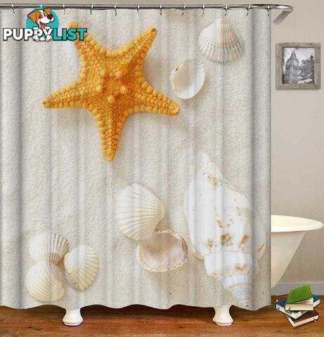 Yellow Starfish And Seashells Shower Curtain - Curtain - 7427046076081