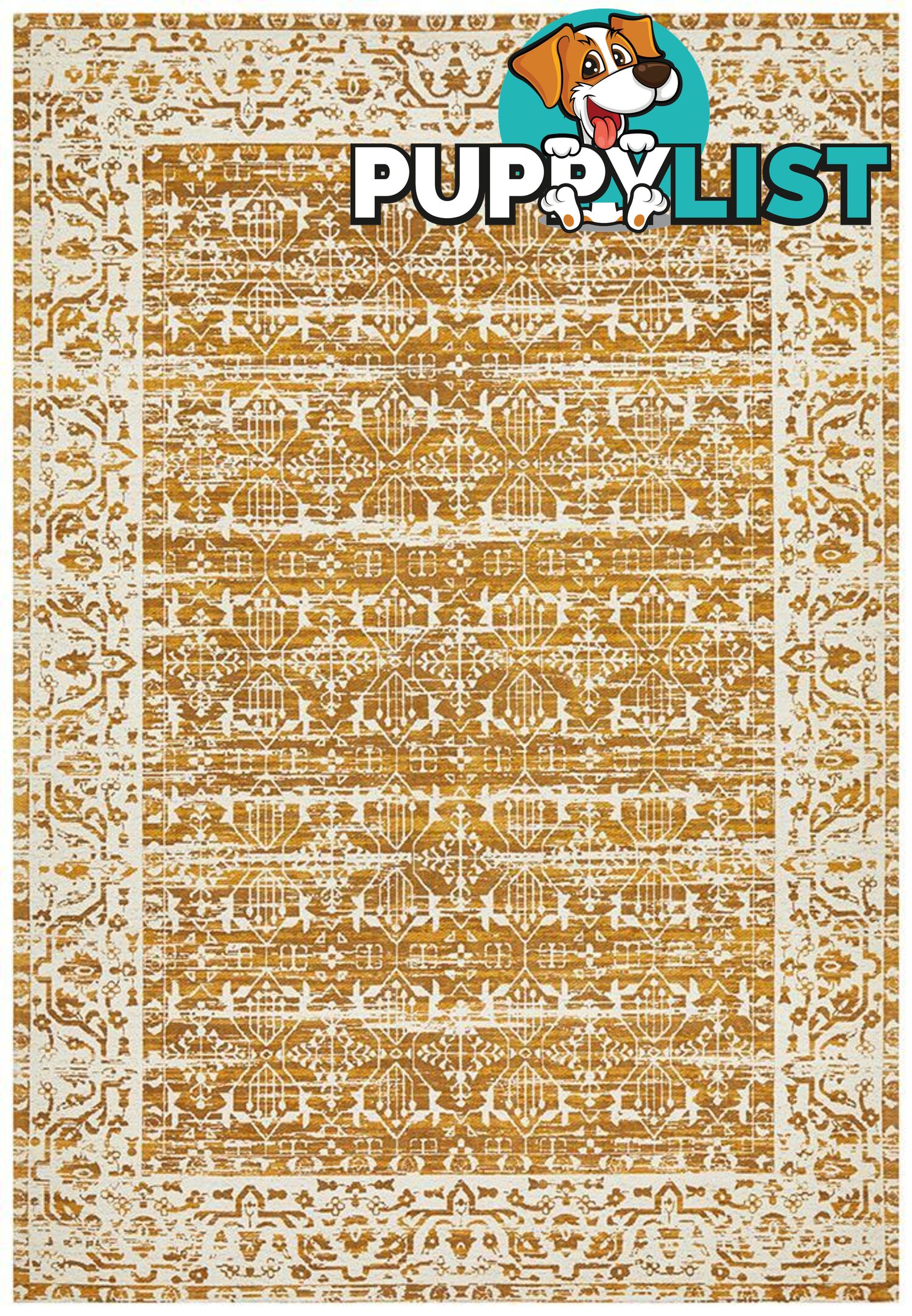 Magnolia Border Mustard Rug - Unbranded - 9375321879705