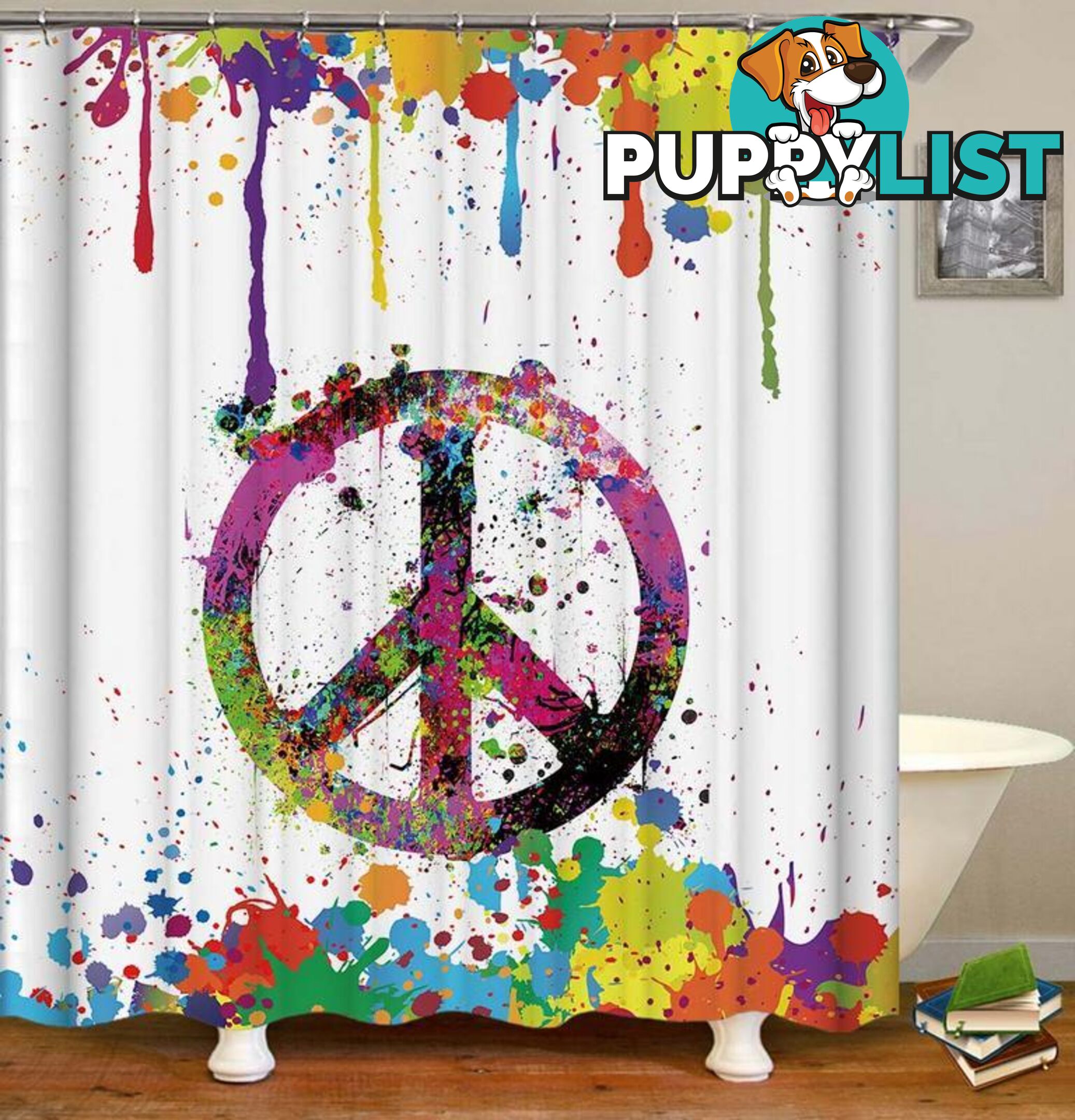 Riot Of Colors Peace Shower Curtain - Curtain - 7427046138604