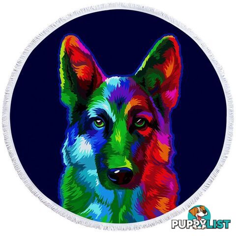 Colorful German shepherd Beach Towel - Towel - 7427046309325