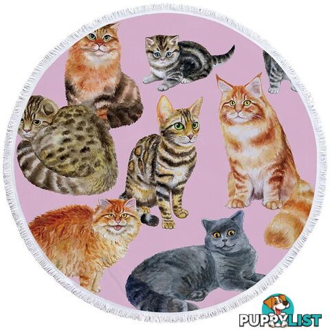 Painted Cats Beach Towel - Towel - 7427046307154