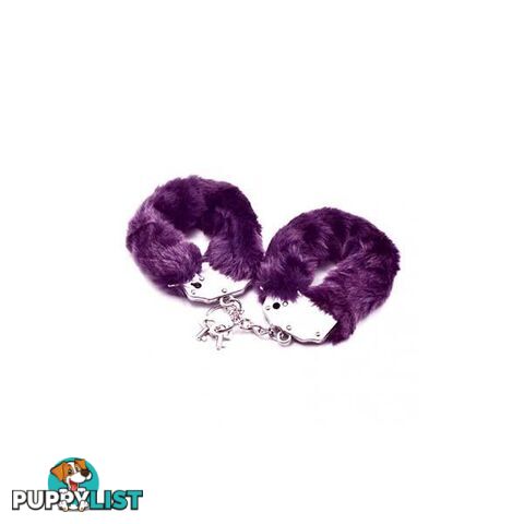 Fetish Pleasure Fluffy Hand Cuffs Purple - Adult Toys - 787976573539