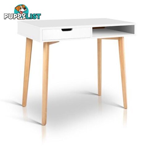 Wood Computer Desk with Drawers - White - Artiss - 9350062149744