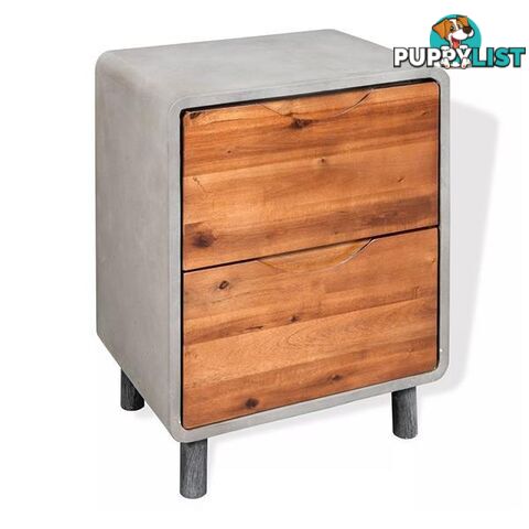 Nightstand Concrete Solid Acacia Wood 40 X 30 X 50 Cm - Nightstand - 7427046166522