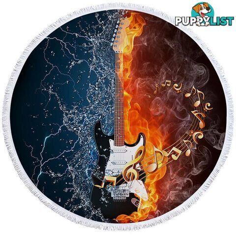 Fire vs Water Electric Guitar Beach Towel - Towel - 7427046313759