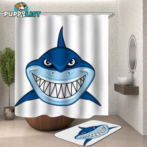 Cartoon Shark Shower Curtain - Curtain - 7427046111867